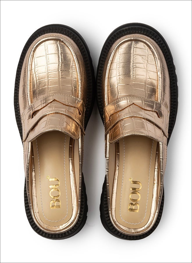 BOU Chunky Mule |Croco - Sunset Rose Gold - Image 2